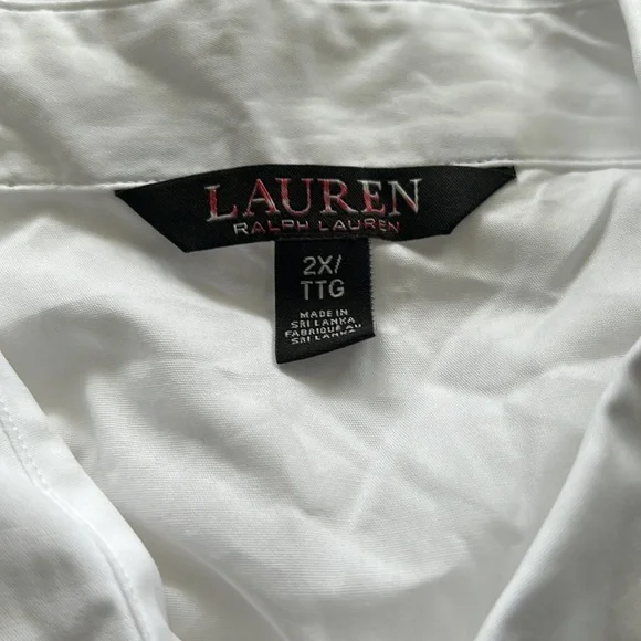 Lauren Ralph Lauren - White Button Down 3/4 Sleeve Blouse - Size 2X - Picture 5 of 5